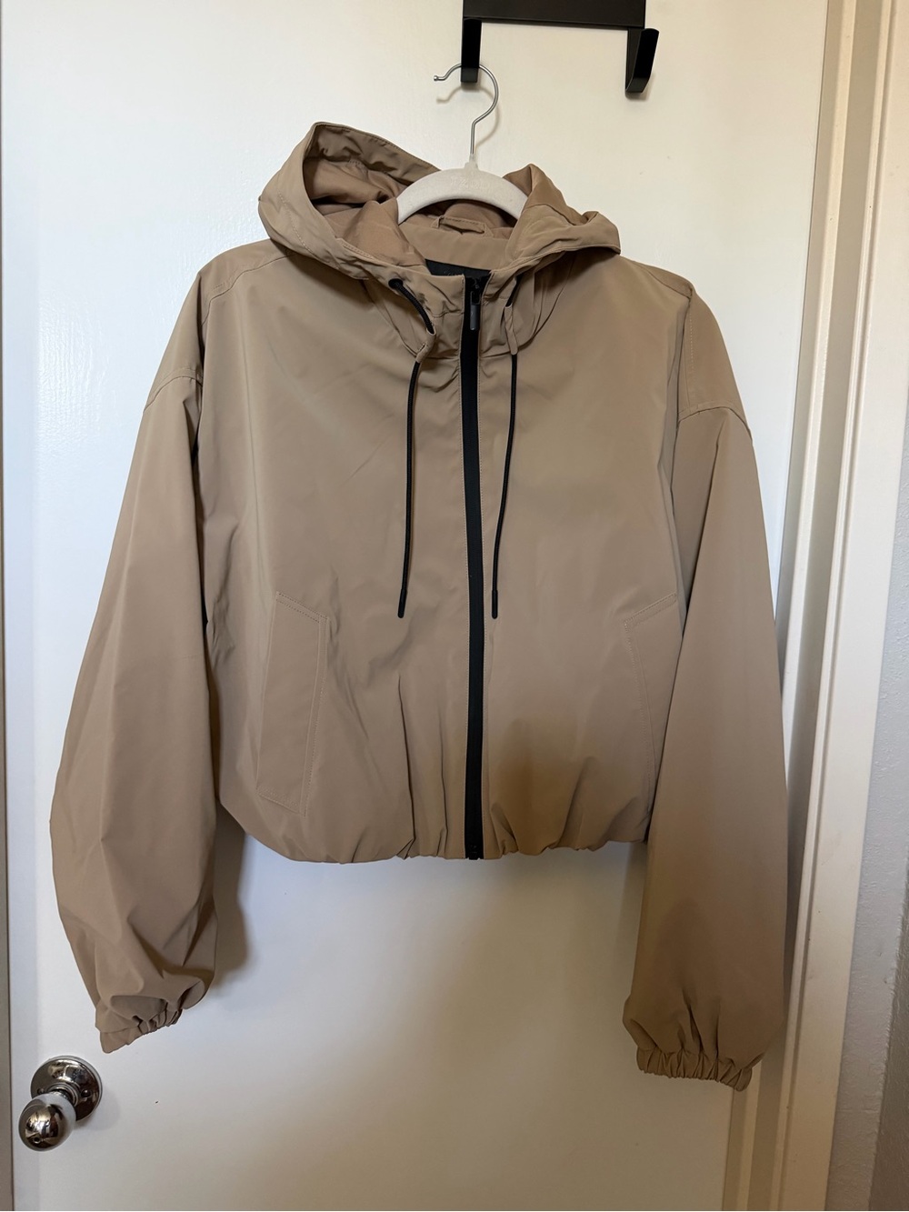 Zara Beige Hooded Windbreaker Jacket